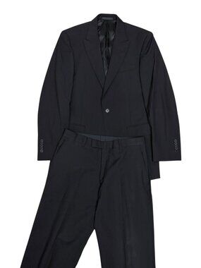 $1,000 GIBSON WOOL SUIT Luxury Business Formal Black Blazer Dress Pants Mens 36R